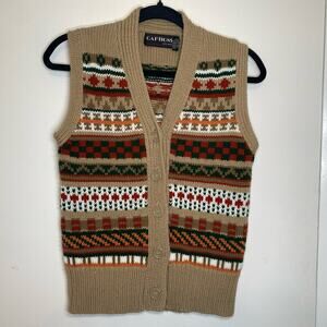 Vintage Grandpacore Captions cardigan Sweater Vest Knit neutrals preppy size M